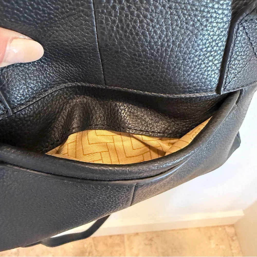 Lodis Black Leather Satchel with Gold Hardware Detail - Picture 10 of 16